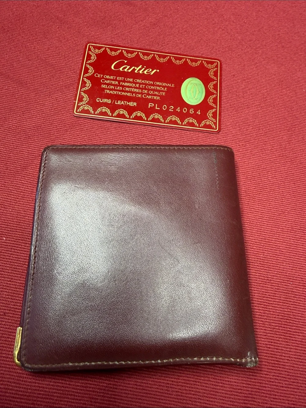 ✨ Cartier Bordeaux Leather Bifold Wallet ✨